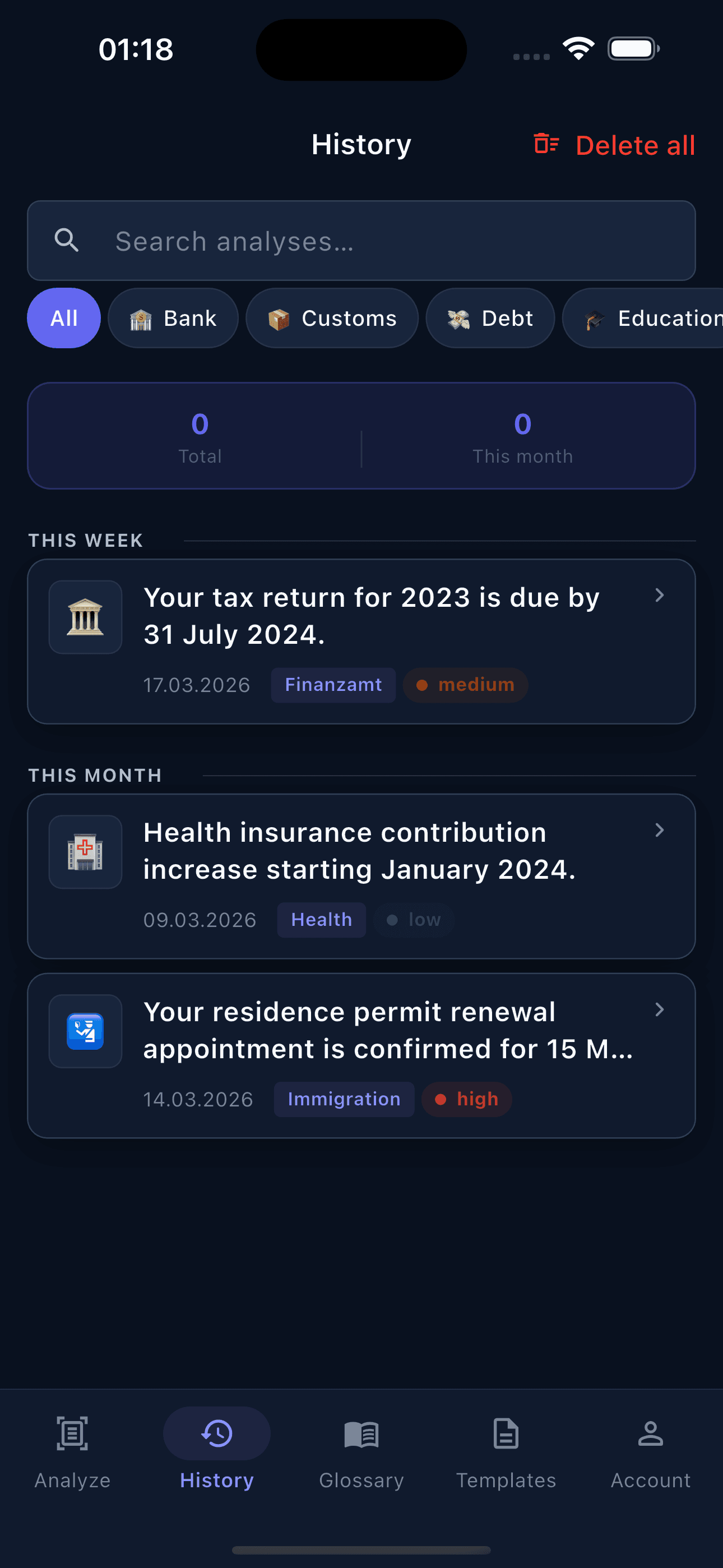 All your letters, organised
